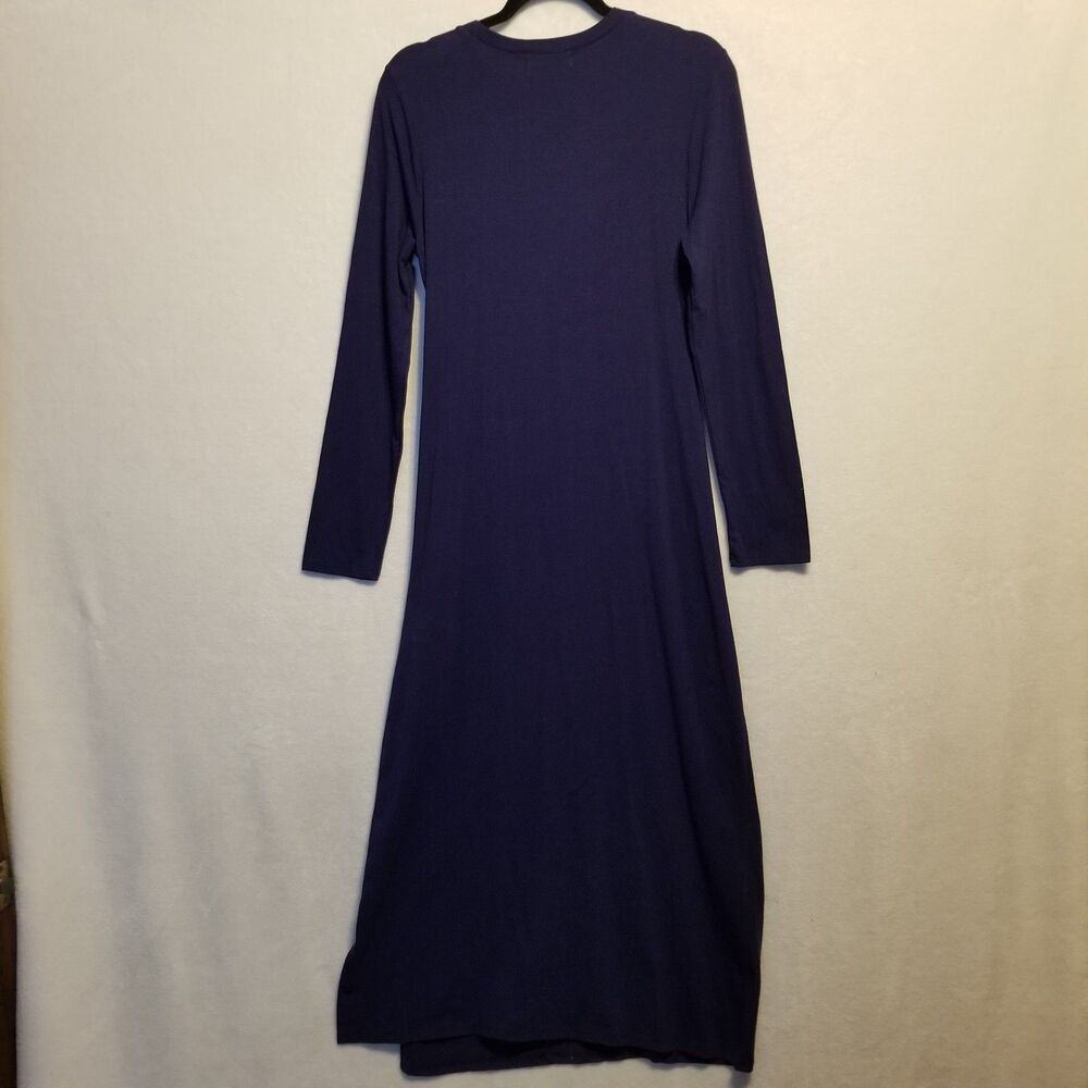 Anthropologie Daily Practice M Dress Midi Tie Breaker Long-Sleeve Navy Blue - Picture 7 of 9